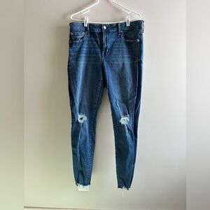 GAP Women's Dark Blue Ripped Skinny Jeans